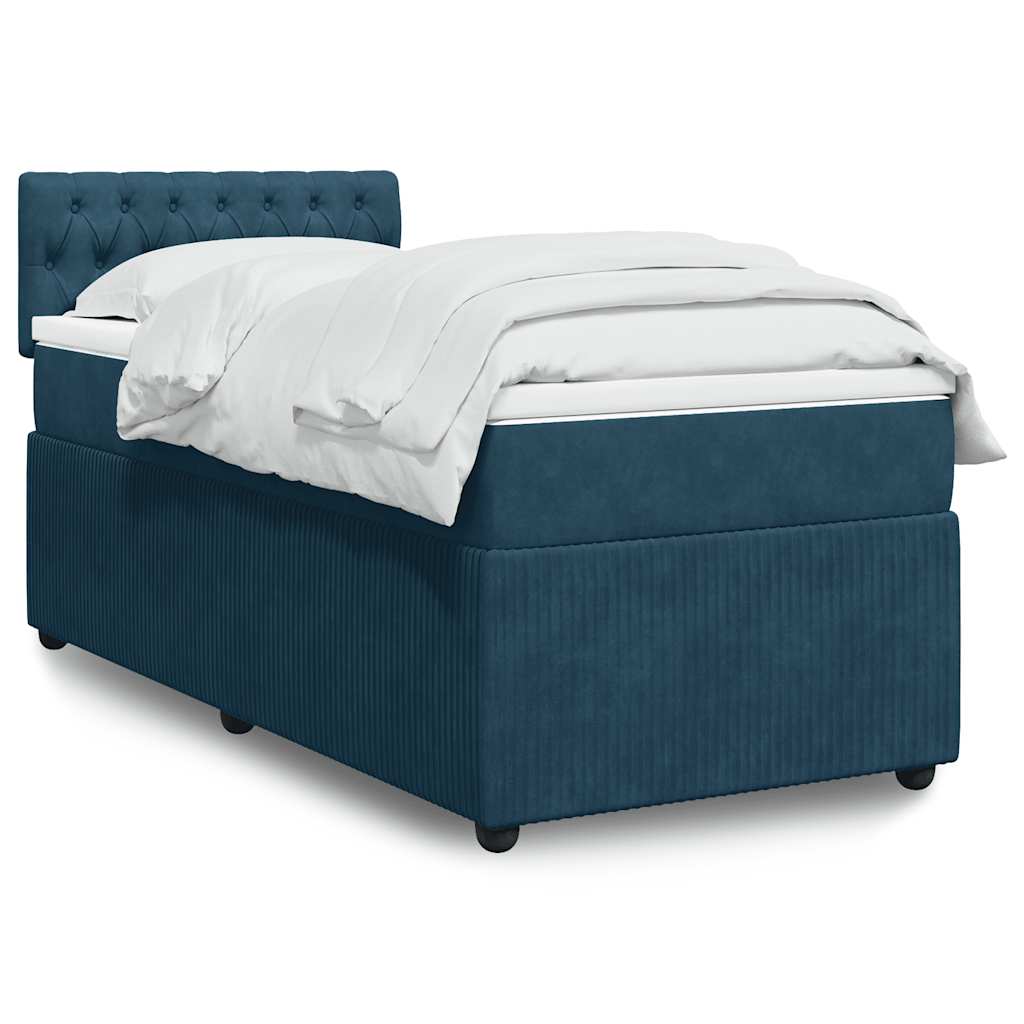 Sommier à lattes de lit avec matelas bleu 90x200 cm velours - XIOS