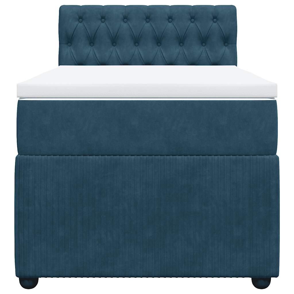 Sommier à lattes de lit avec matelas bleu 90x200 cm velours - XIOS