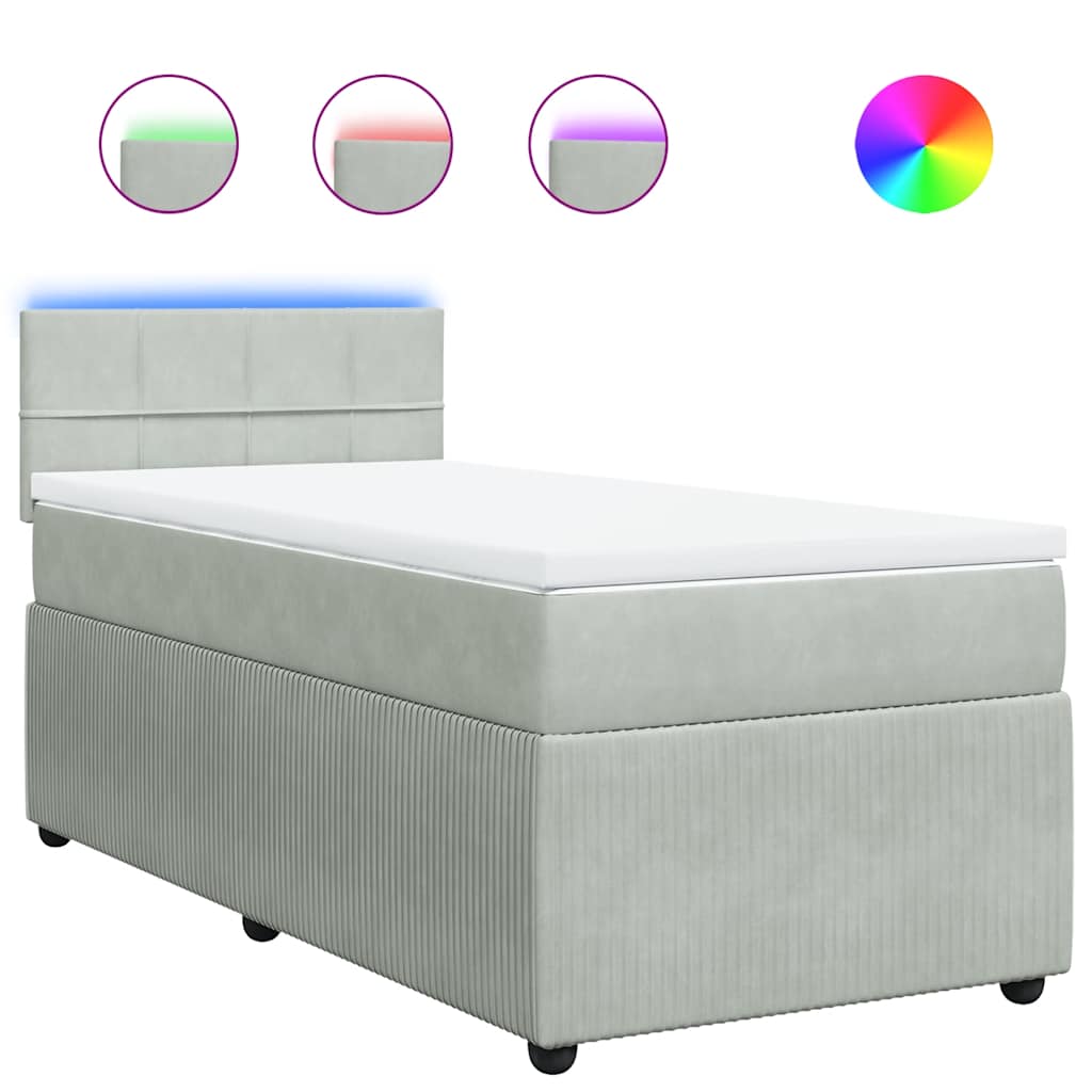 Sommier à lattes de lit et matelas Gris clair 90x200 cm Velours - XIOS