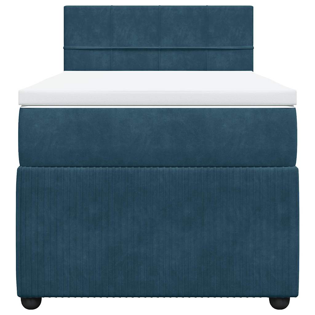 Sommier à lattes de lit avec matelas bleu 90x200 cm velours - XIOS