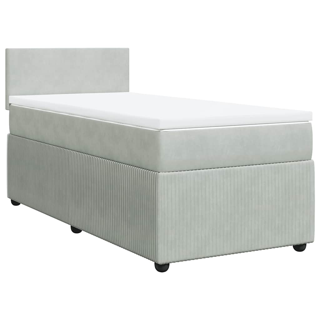 Sommier à lattes de lit et matelas Gris clair 100x200cm Velours