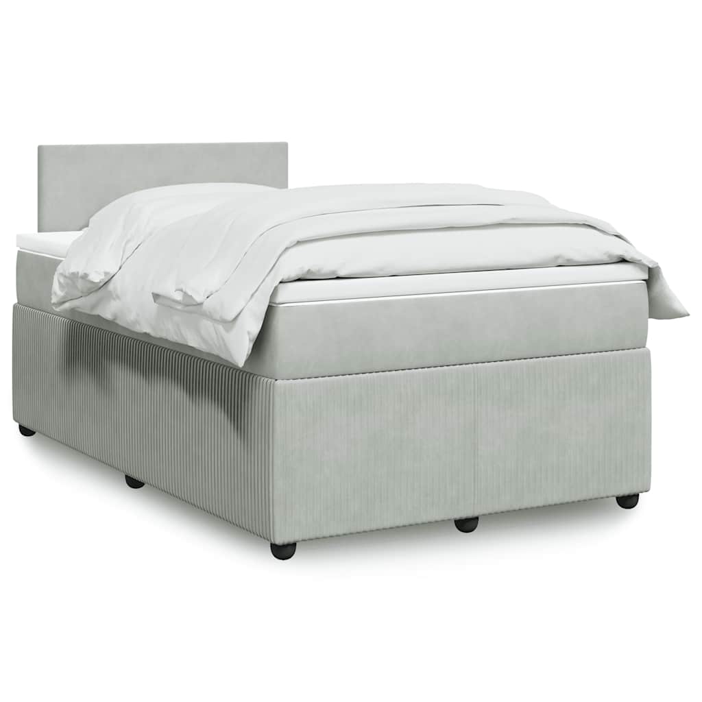 Sommier à lattes de lit et matelas gris clair 120x190cm velours - XIOS