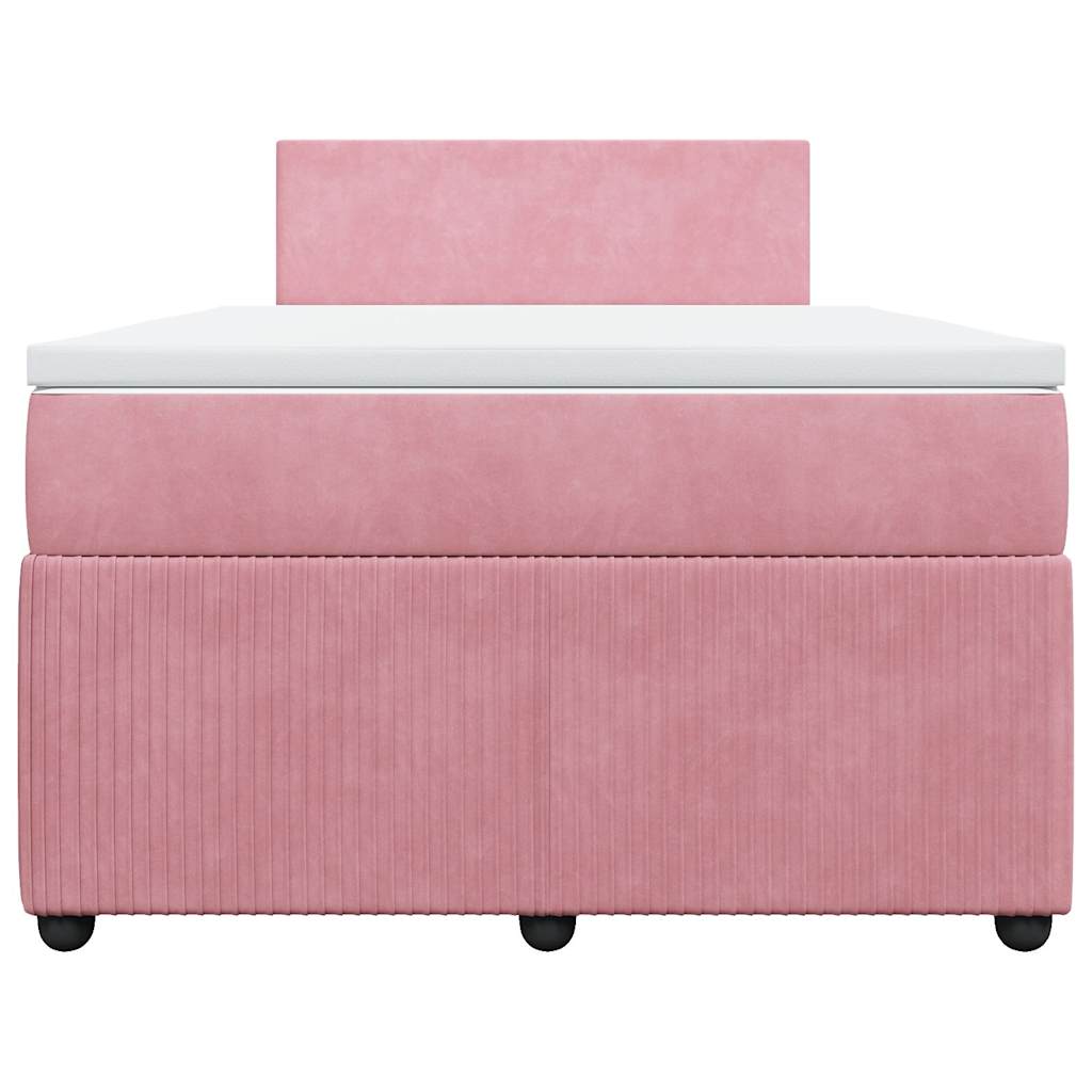 Sommier à lattes de lit avec matelas rose 120x190 cm velours - XIOS