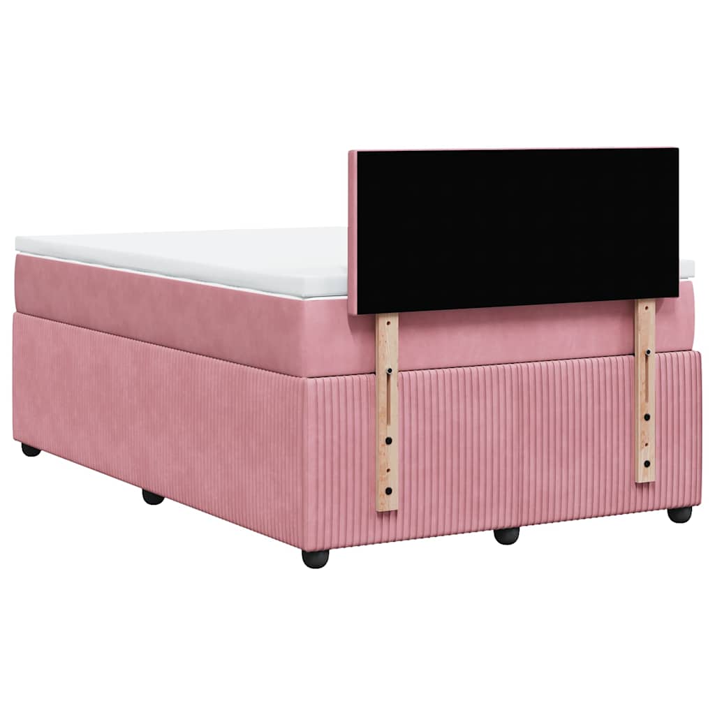 Sommier à lattes de lit avec matelas rose 120x190 cm velours - XIOS