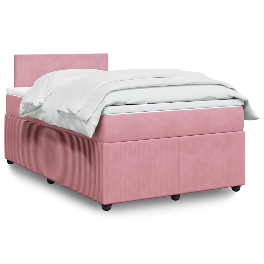 Sommier à lattes de lit avec matelas rose 120x190 cm velours - XIOS