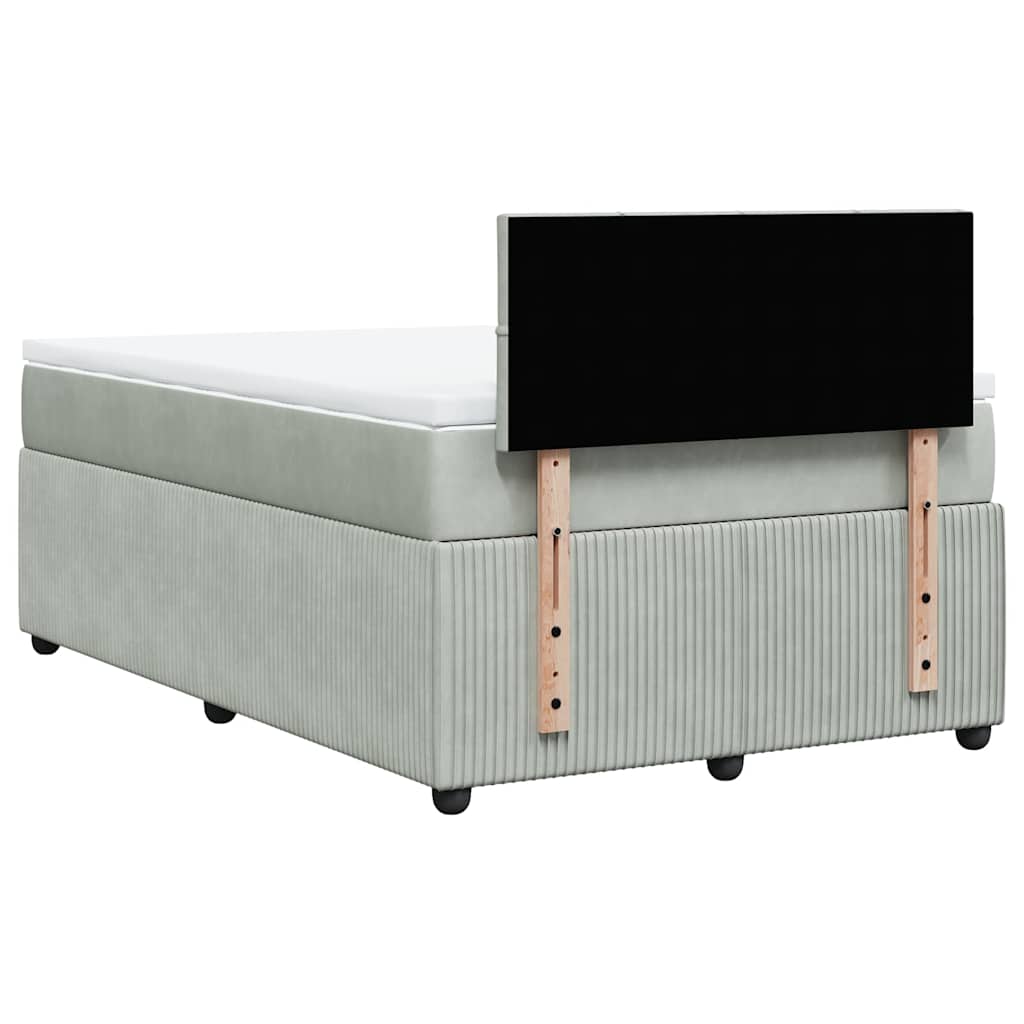 Sommier à lattes de lit et matelas gris clair 120x190cm velours - XIOS