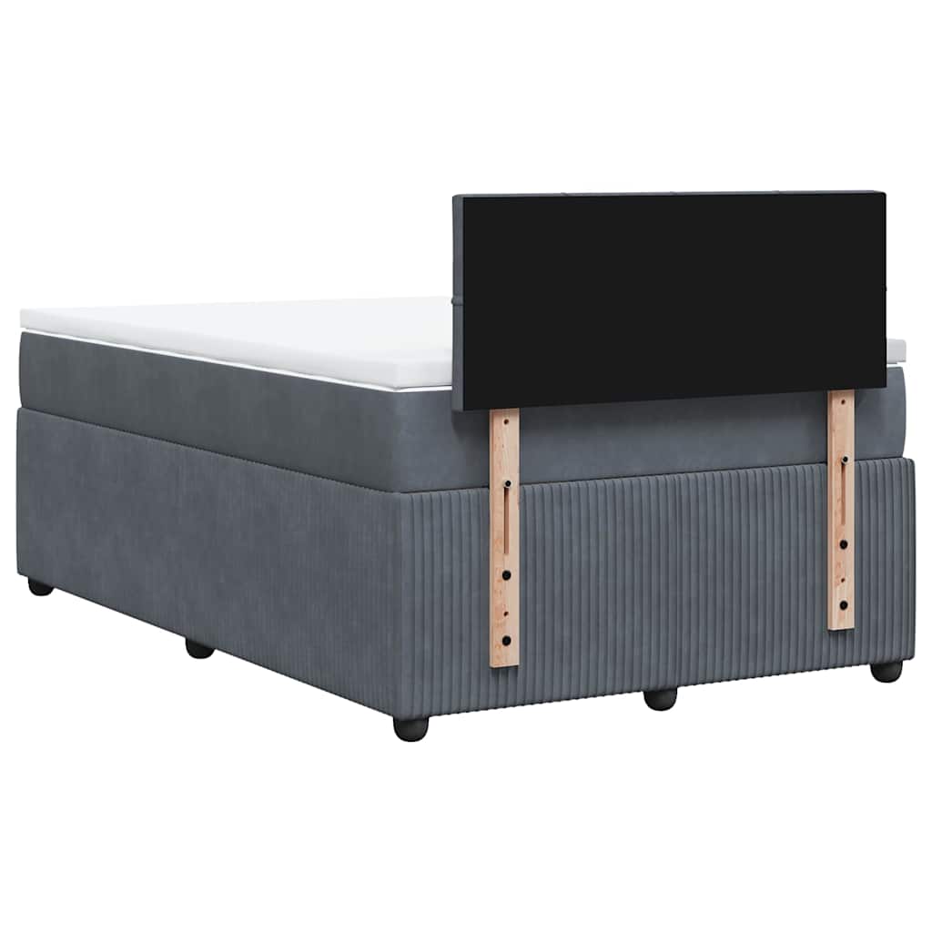 Sommier à lattes de lit et matelas gris foncé 120x190cm velours - XIOS