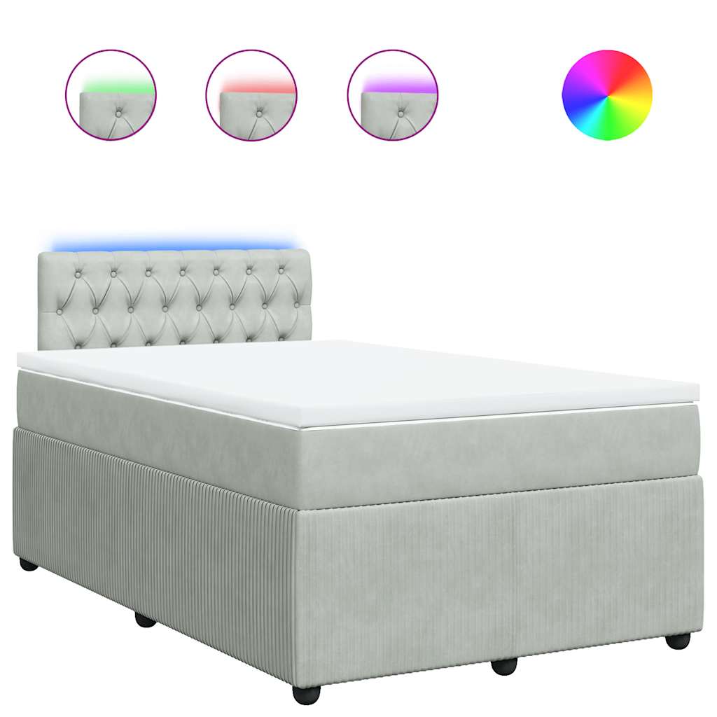 Sommier à lattes de lit et matelas gris clair 120x190cm velours - XIOS