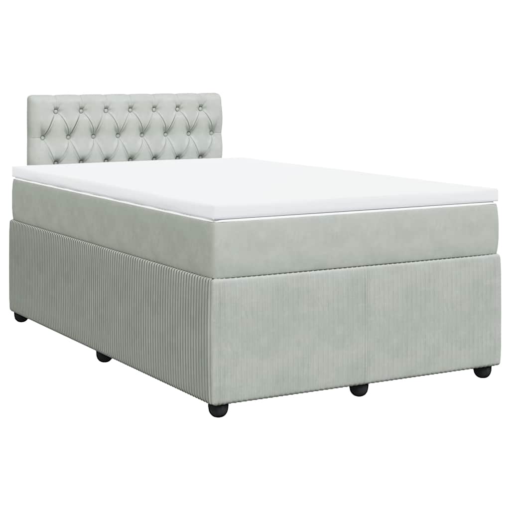 Sommier à lattes de lit et matelas gris clair 120x190cm velours - XIOS
