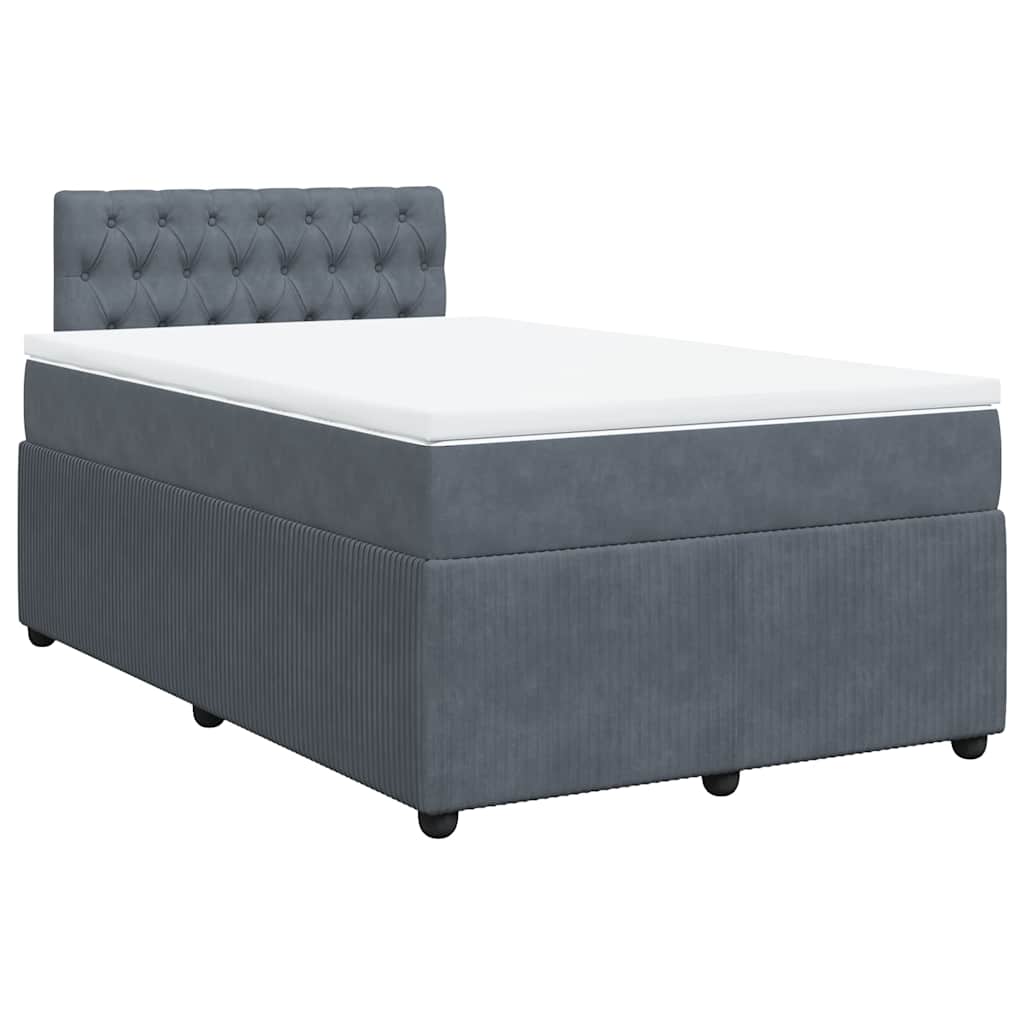 Sommier à lattes de lit et matelas gris foncé 120x190cm velours - XIOS