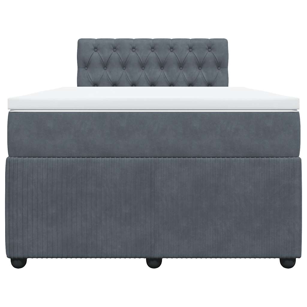 Sommier à lattes de lit et matelas gris foncé 120x190cm velours - XIOS