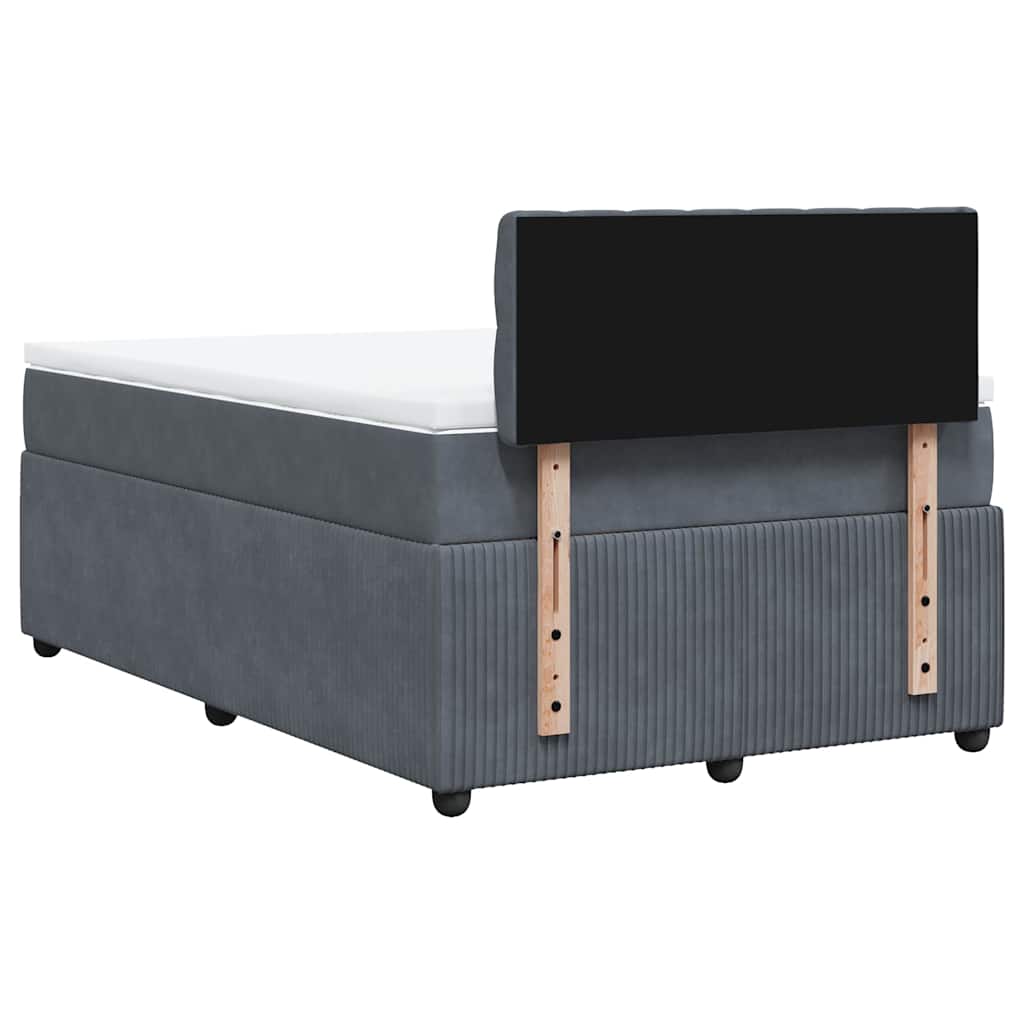 Sommier à lattes de lit et matelas gris foncé 120x190cm velours - XIOS