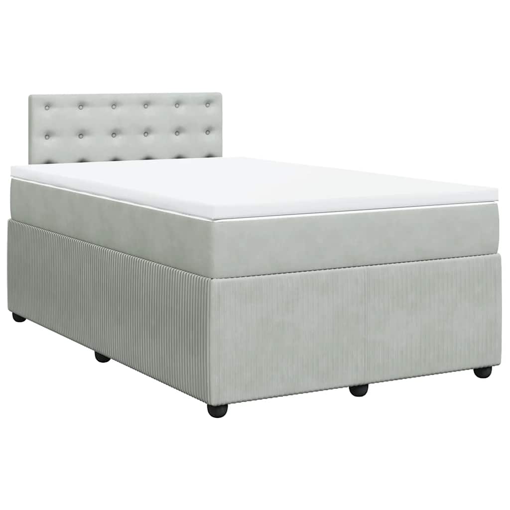 Sommier à lattes de lit et matelas gris clair 120x190cm velours - XIOS