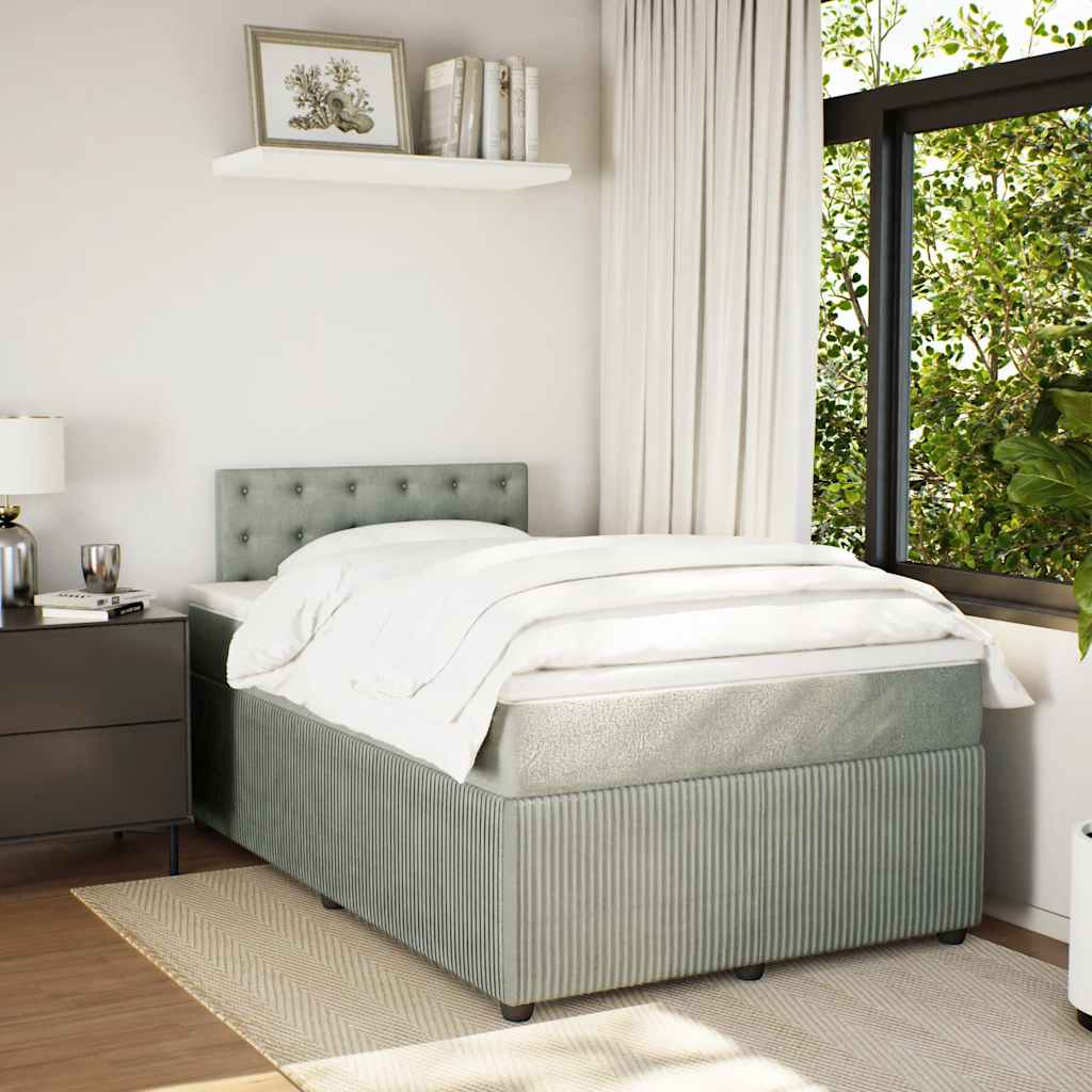 Sommier à lattes de lit et matelas gris clair 120x190cm velours - XIOS