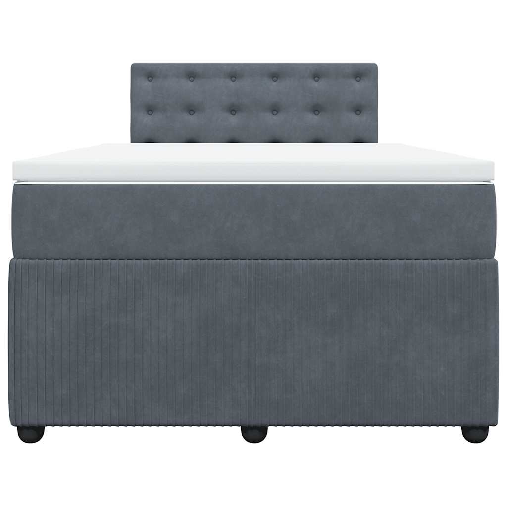 Sommier à lattes de lit et matelas gris foncé 120x190cm velours - XIOS