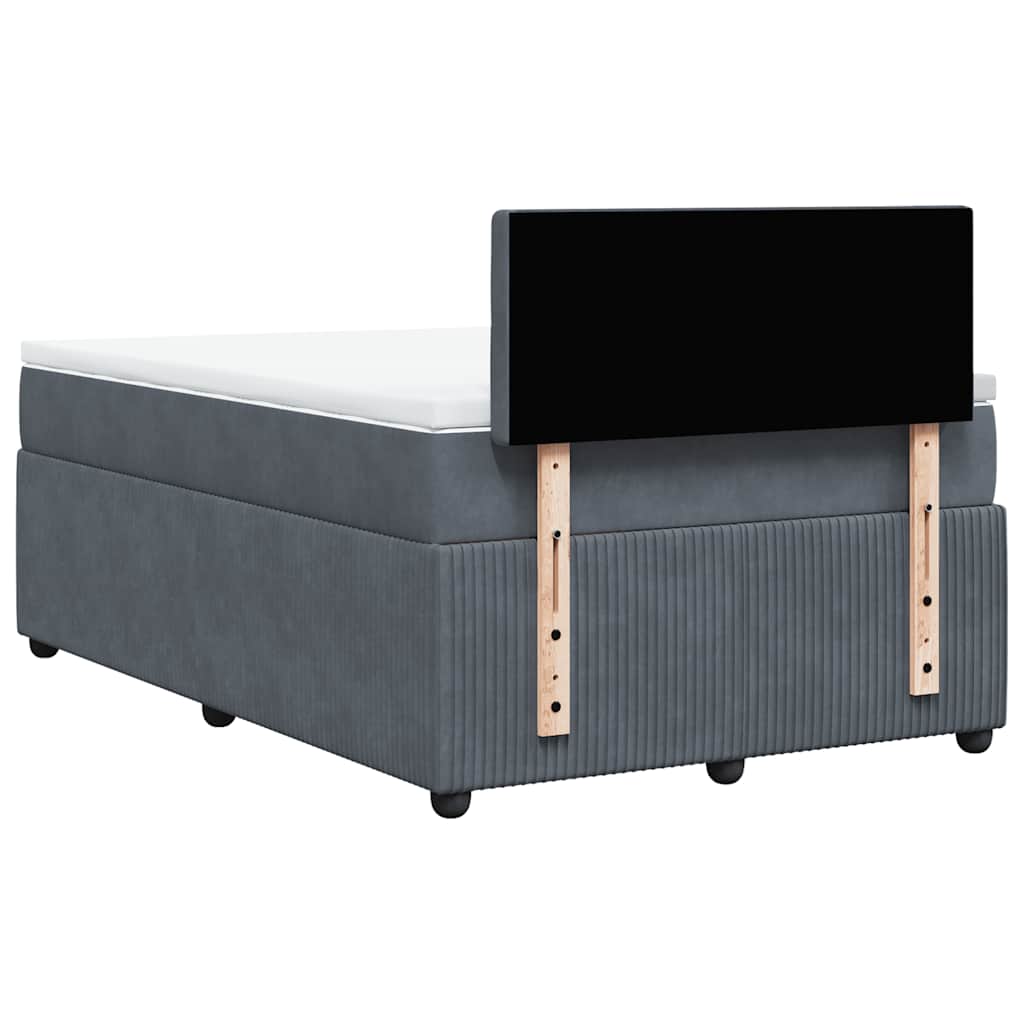 Sommier à lattes de lit et matelas gris foncé 120x190cm velours - XIOS