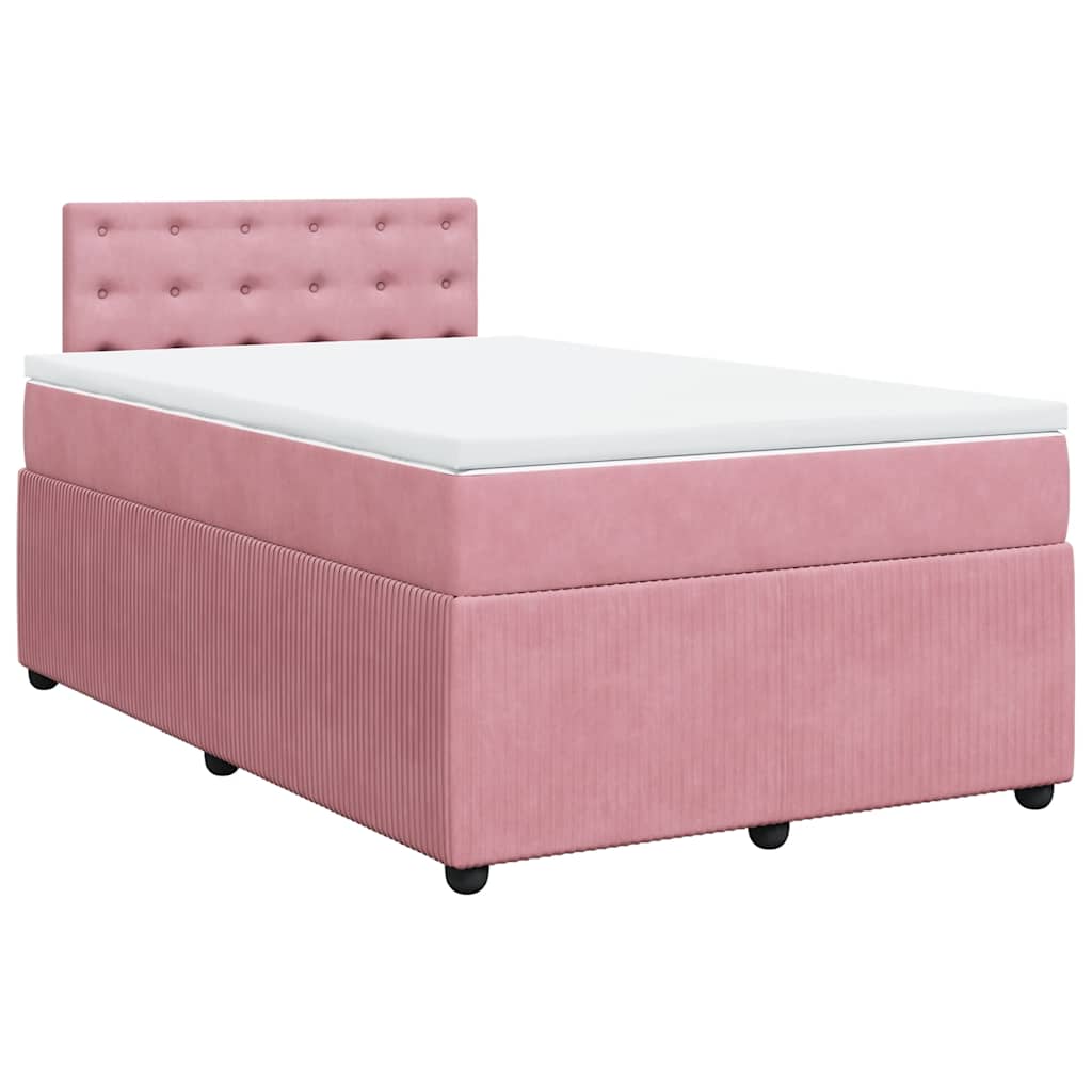 Sommier à lattes de lit avec matelas rose 120x190 cm velours - XIOS