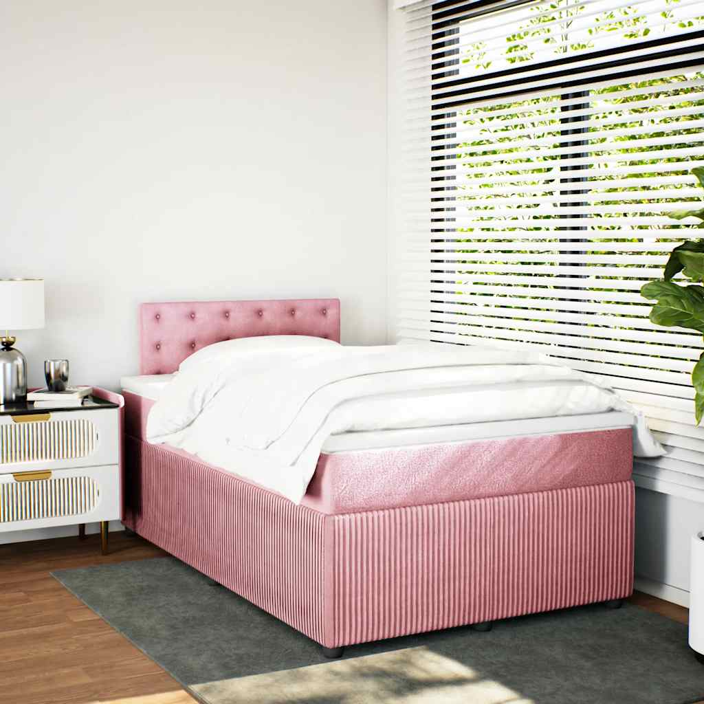 Sommier à lattes de lit avec matelas rose 120x190 cm velours - XIOS
