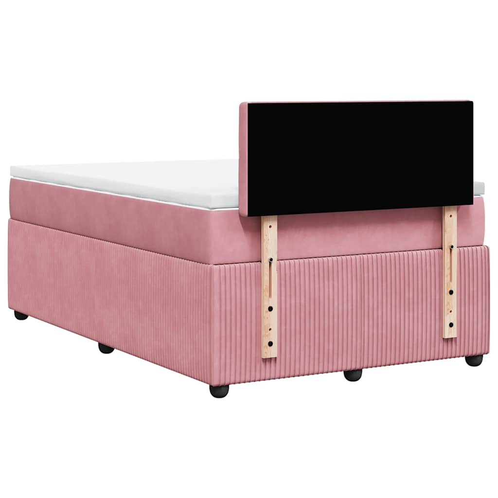 Sommier à lattes de lit avec matelas rose 120x190 cm velours - XIOS
