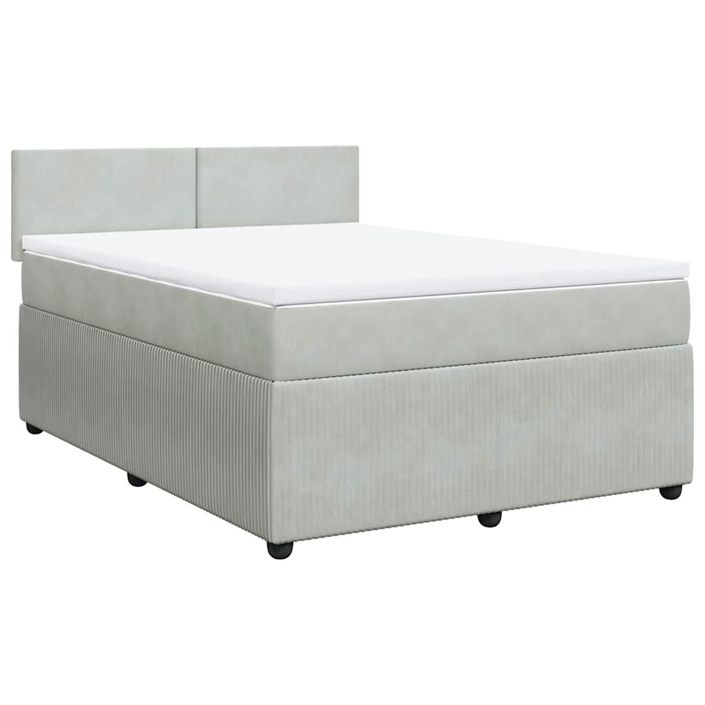 Sommier à lattes de lit et matelas Gris clair 140x190cm Velours - XIOS