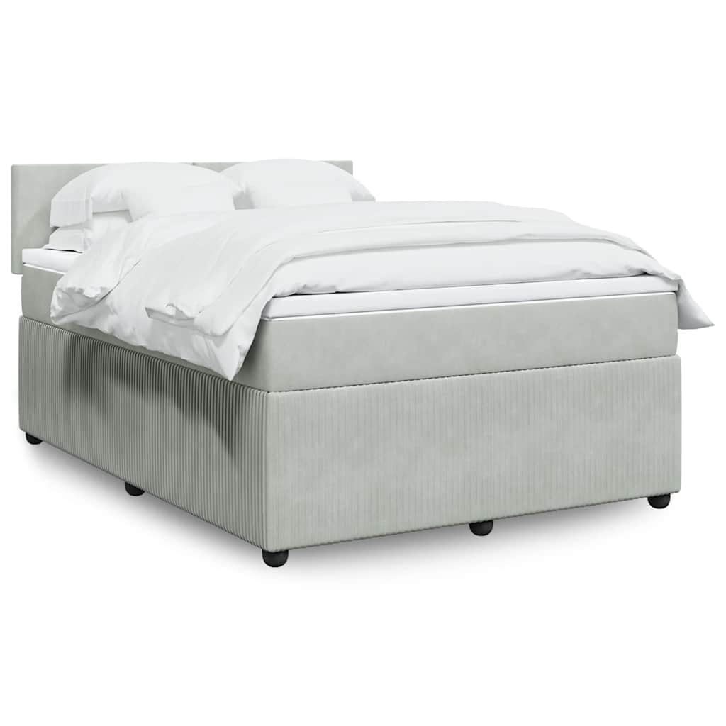 Sommier à lattes de lit et matelas Gris clair 140x190cm Velours - XIOS