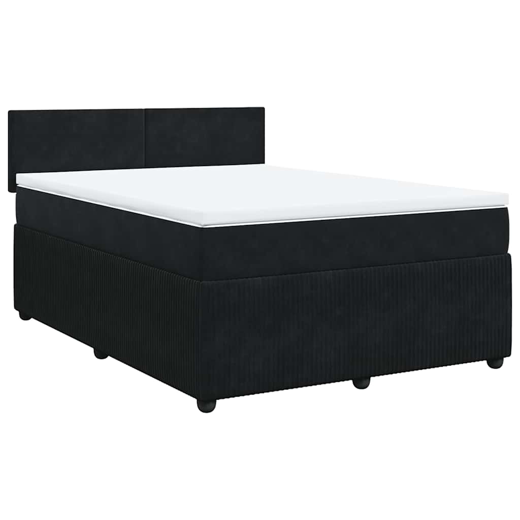 Sommier à lattes de lit avec matelas Noir 140x190 cm Velours - XIOS