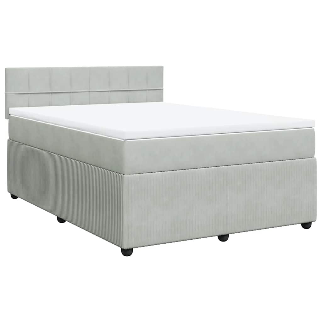 Sommier à lattes de lit et matelas Gris clair 140x190cm Velours - XIOS