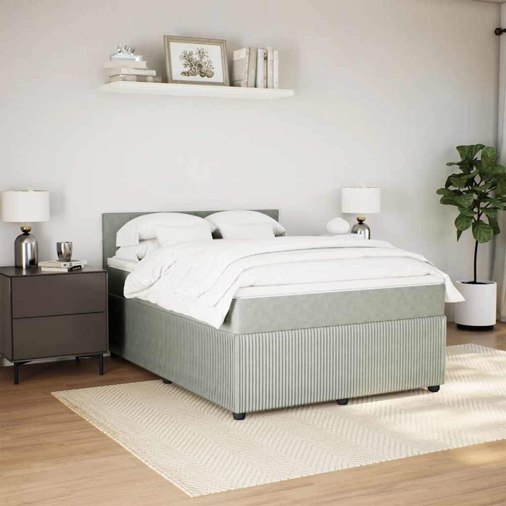 Sommier à lattes de lit et matelas Gris clair 140x190cm Velours - XIOS