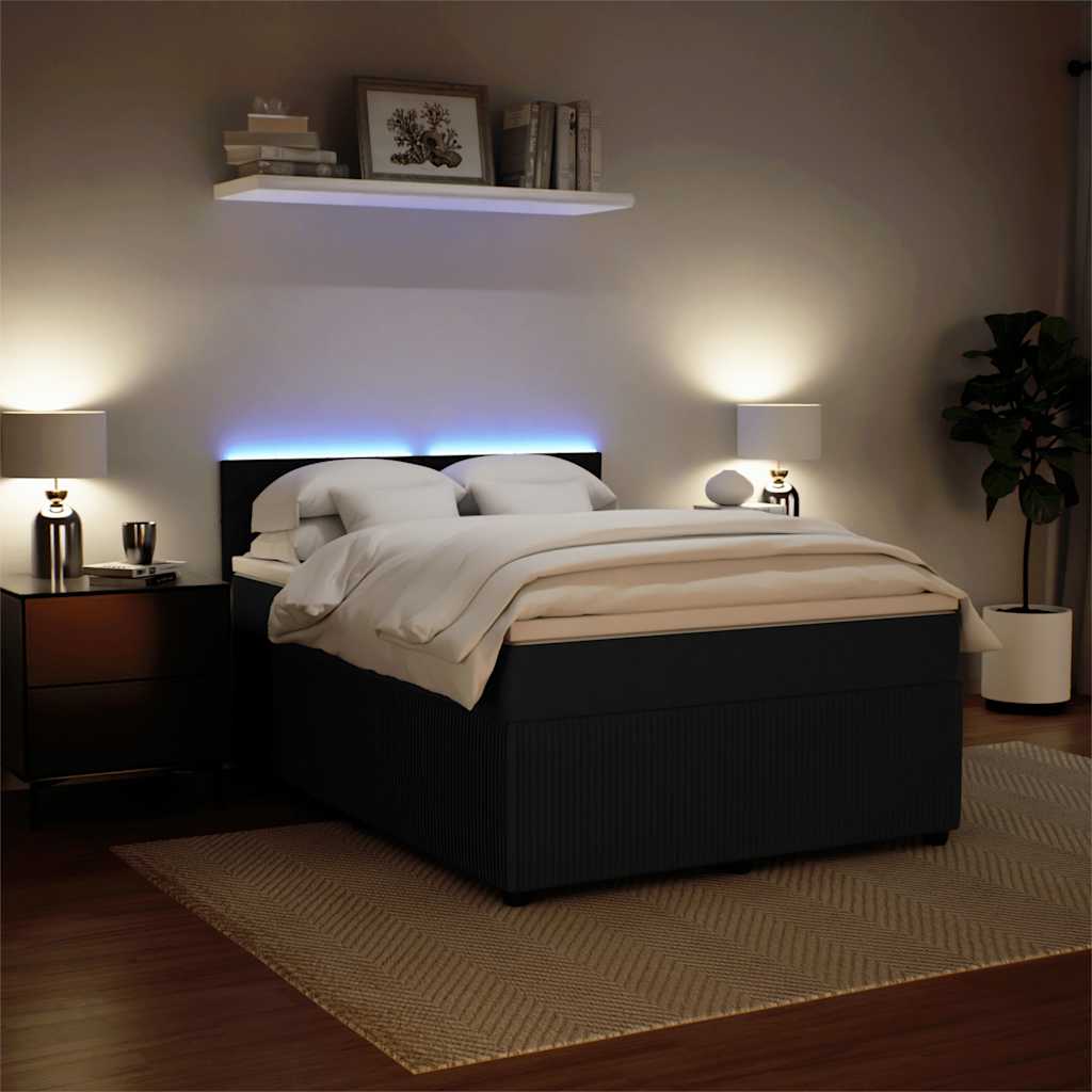 Sommier à lattes de lit avec matelas Noir 140x190 cm Velours - XIOS