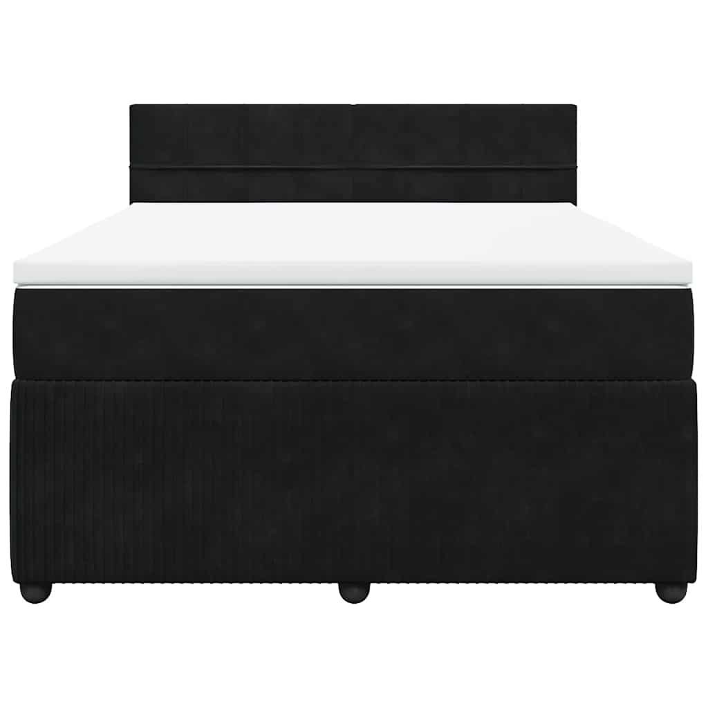 Sommier à lattes de lit avec matelas Noir 140x190 cm Velours