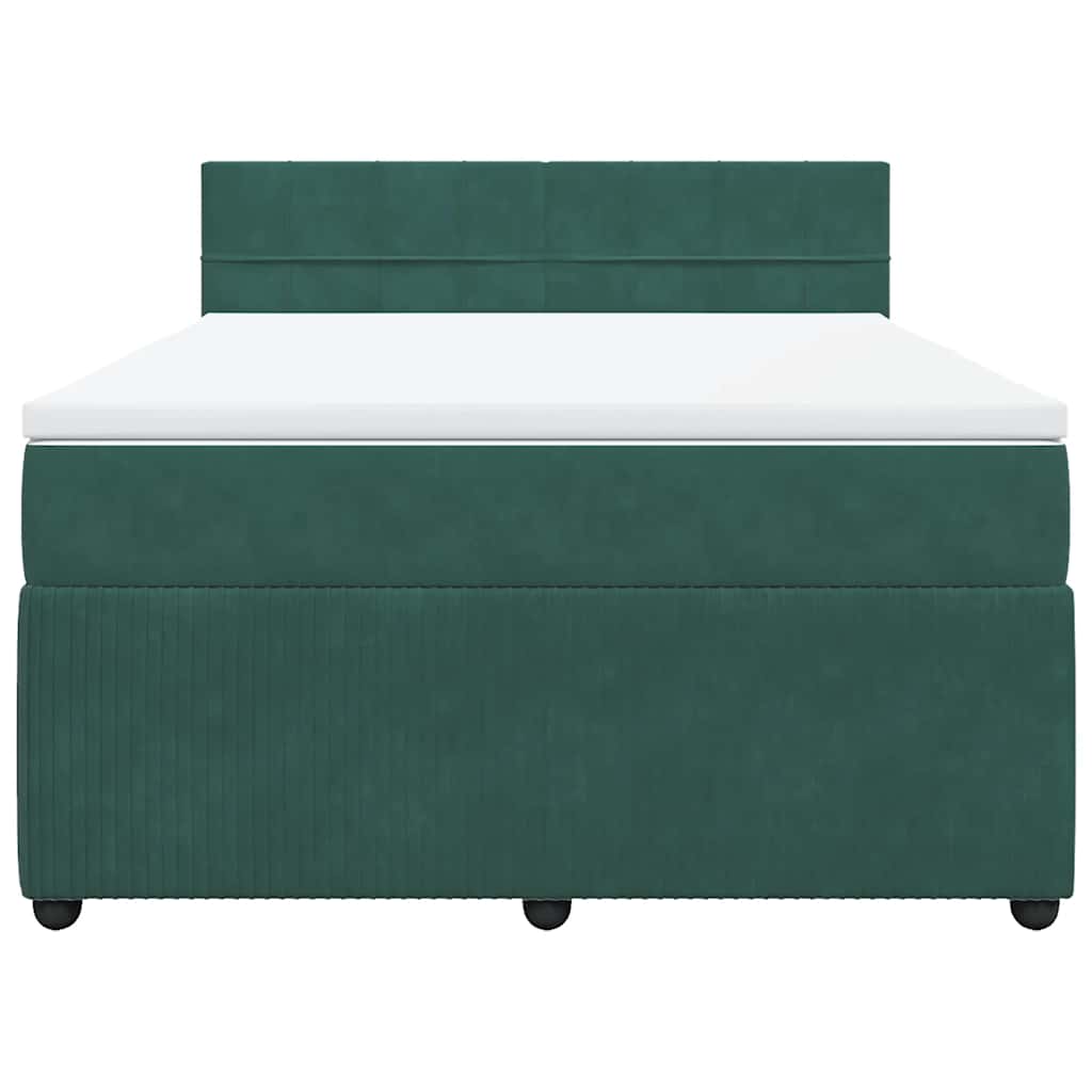 Sommier à lattes de lit et matelas Vert foncé 140x190cm Velours