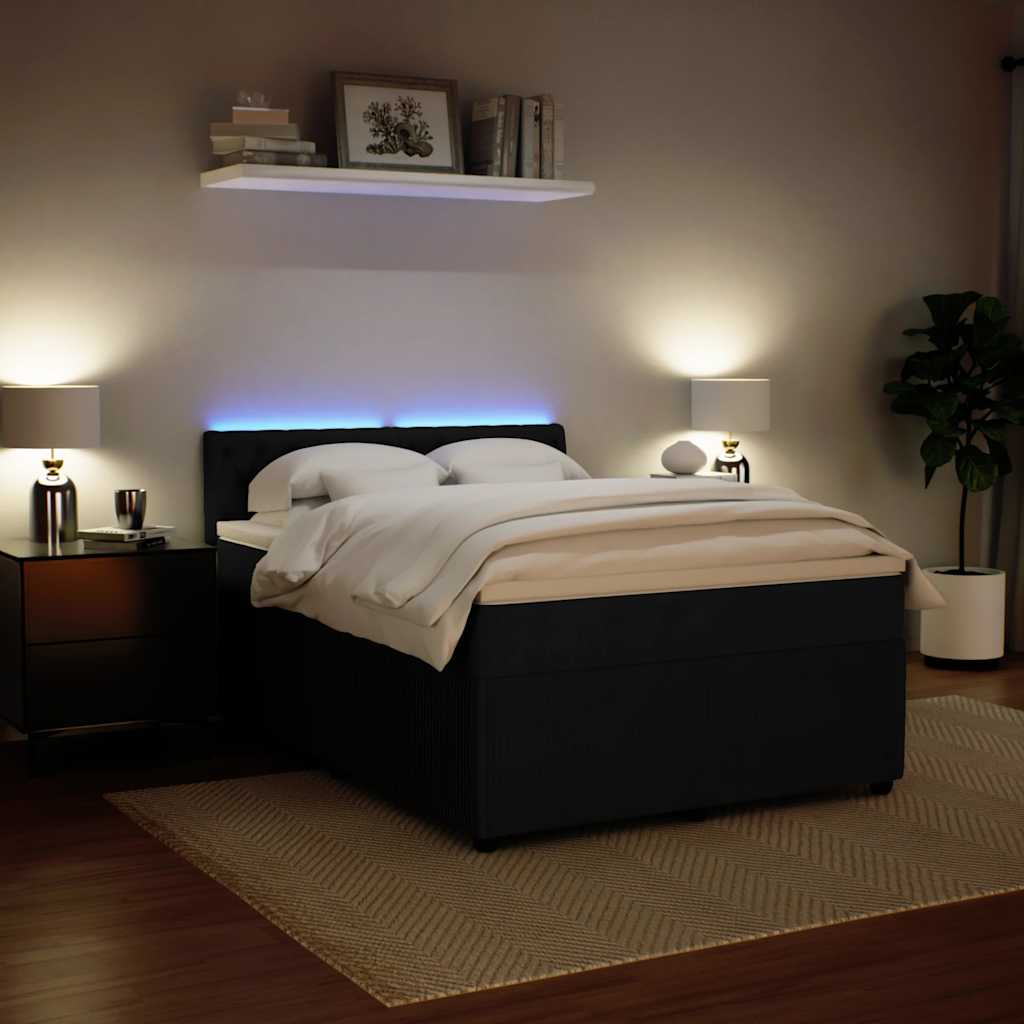 Sommier à lattes de lit avec matelas Noir 140x190 cm Velours - XIOS