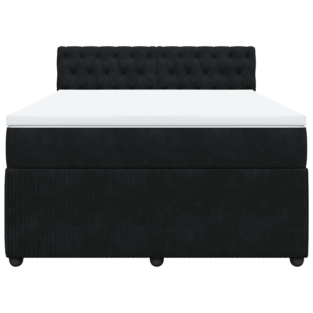 Sommier à lattes de lit avec matelas Noir 140x190 cm Velours