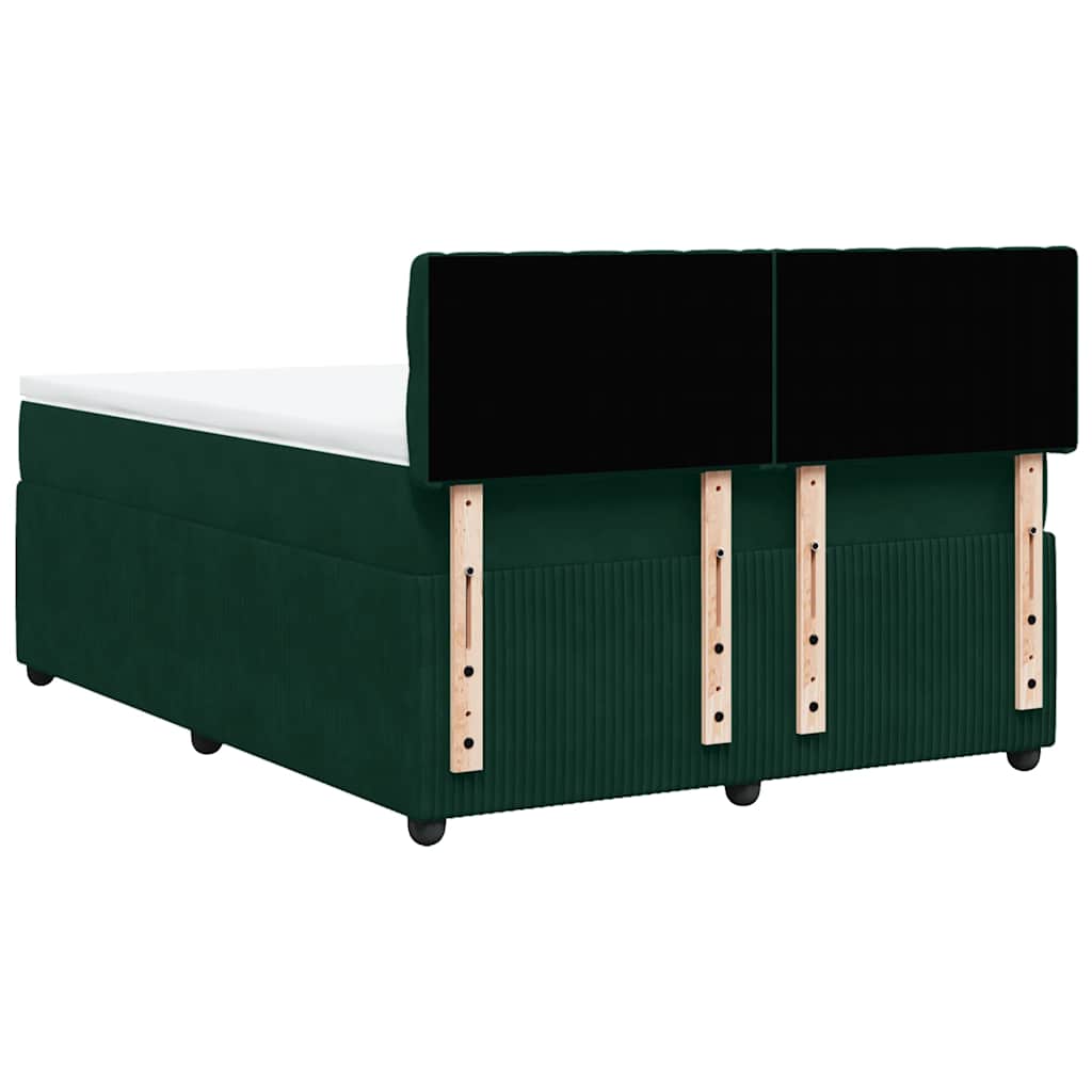 Sommier à lattes de lit et matelas Vert foncé 140x190cm Velours