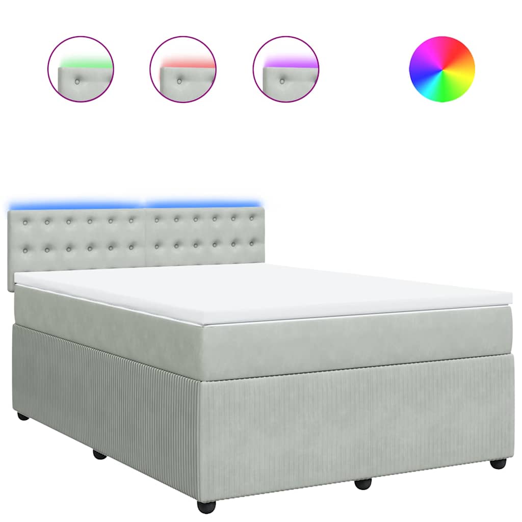 Sommier à lattes de lit et matelas Gris clair 140x190cm Velours - XIOS