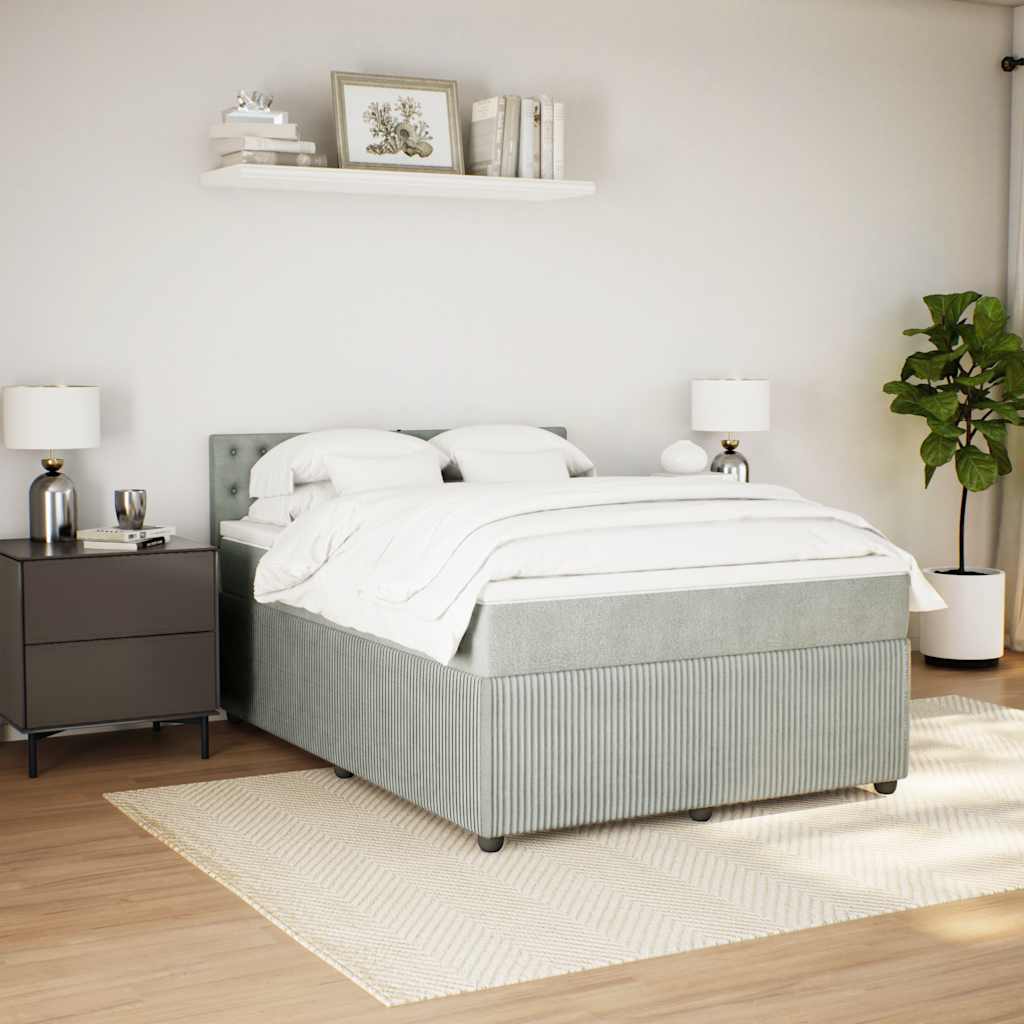 Sommier à lattes de lit et matelas Gris clair 140x190cm Velours - XIOS