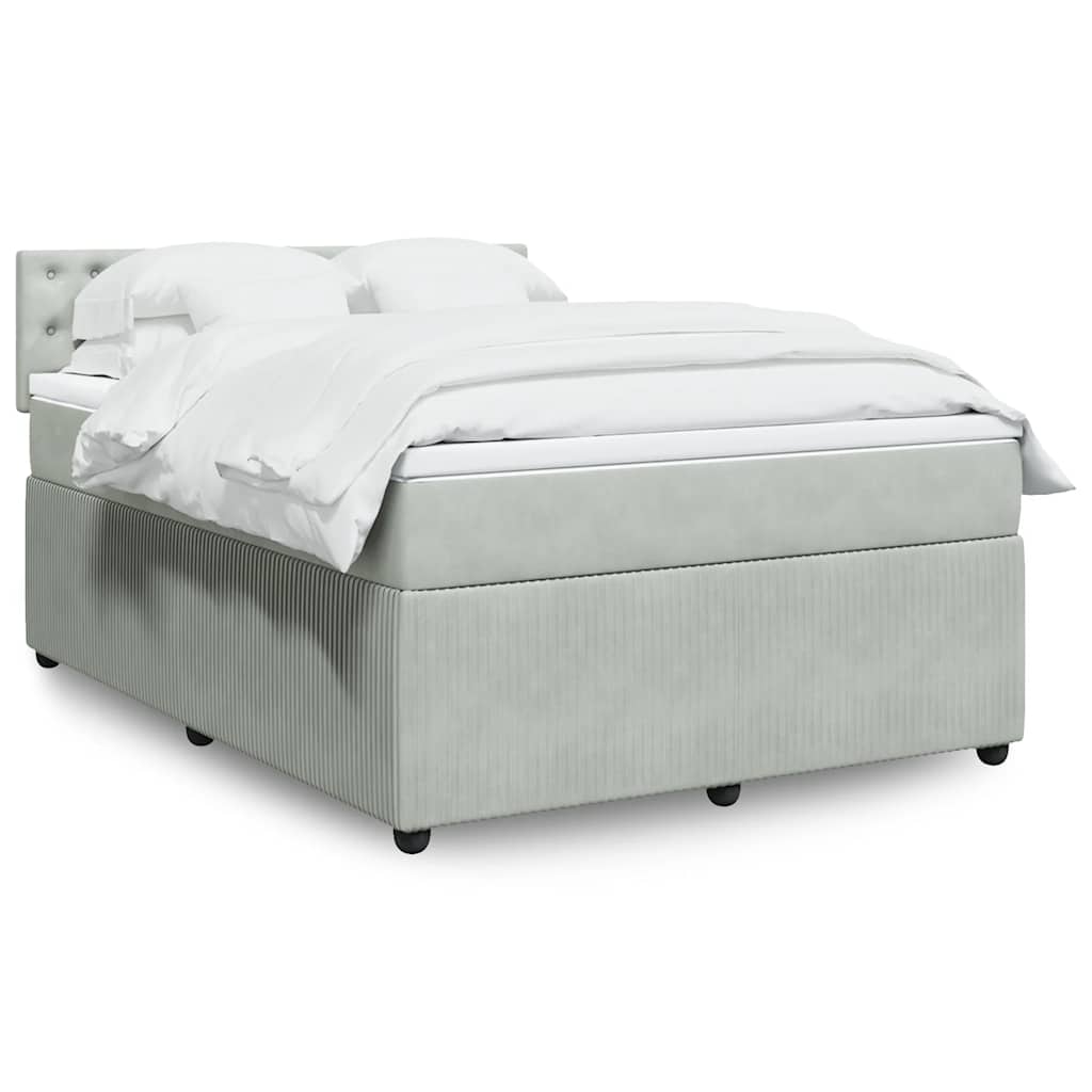 Sommier à lattes de lit et matelas Gris clair 140x190cm Velours - XIOS
