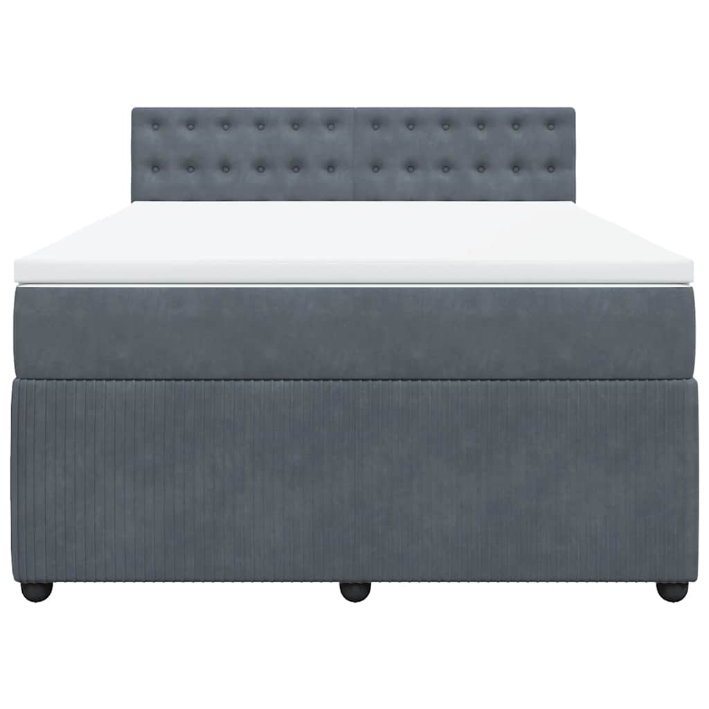 Sommier à lattes de lit et matelas Gris foncé 140x190cm Velours