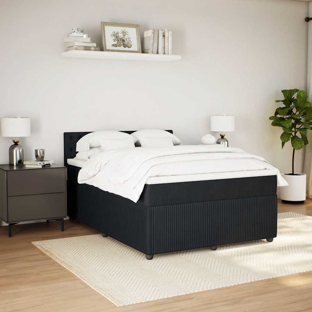 Sommier à lattes de lit avec matelas Noir 140x190 cm Velours