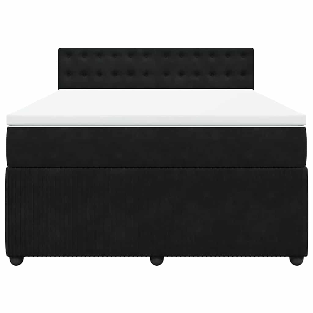 Sommier à lattes de lit avec matelas Noir 140x190 cm Velours