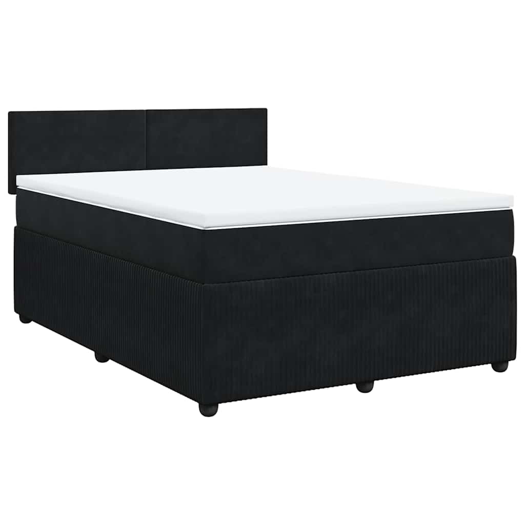 Sommier à lattes de lit avec matelas Noir 140x200 cm Velours - XIOS