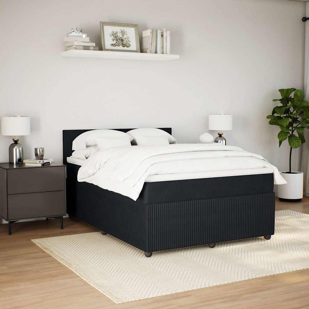 Sommier à lattes de lit avec matelas Noir 140x200 cm Velours - XIOS