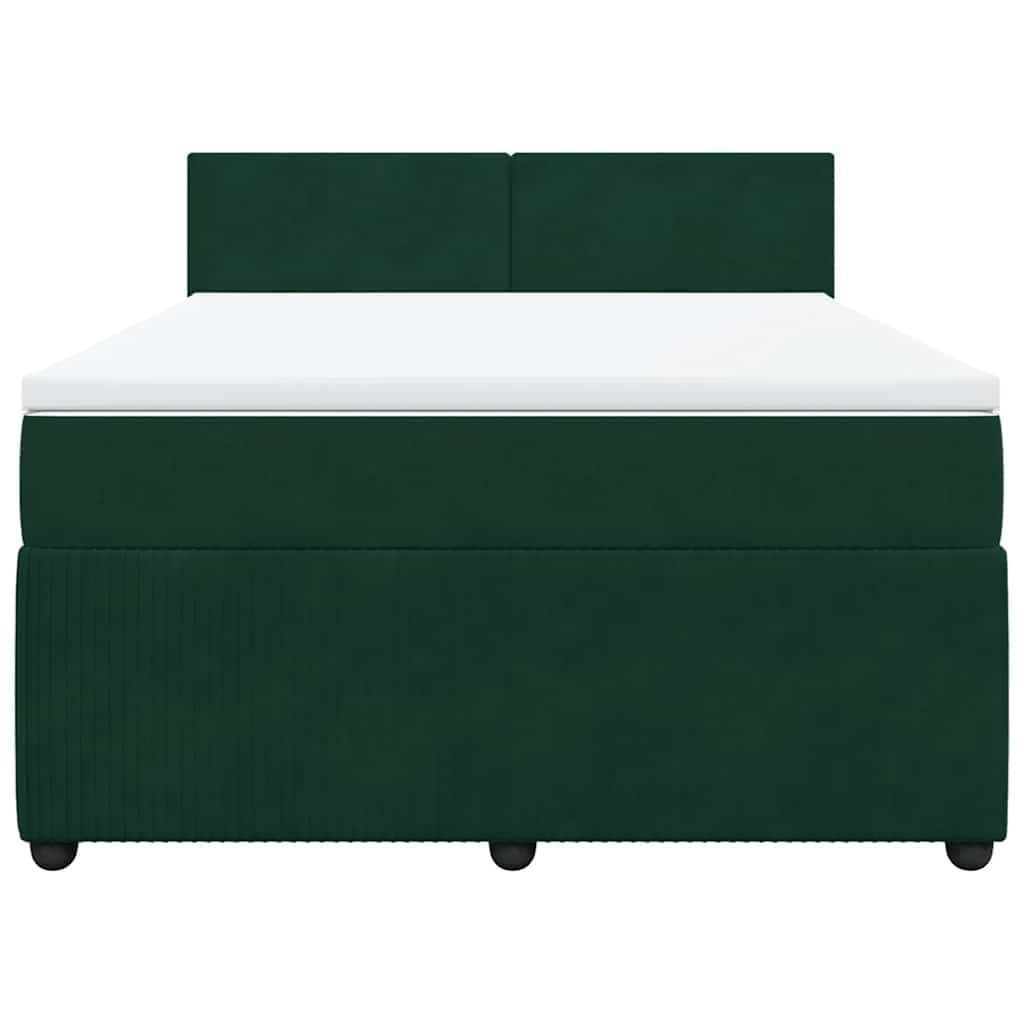 Sommier à lattes de lit et matelas Vert foncé 140x200cm Velours
