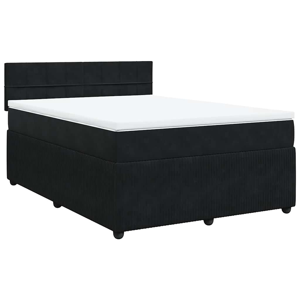 Sommier à lattes de lit avec matelas Noir 140x200 cm Velours - XIOS
