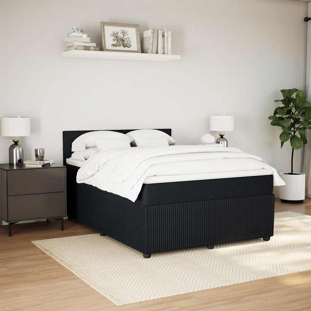 Sommier à lattes de lit avec matelas Noir 140x200 cm Velours - XIOS