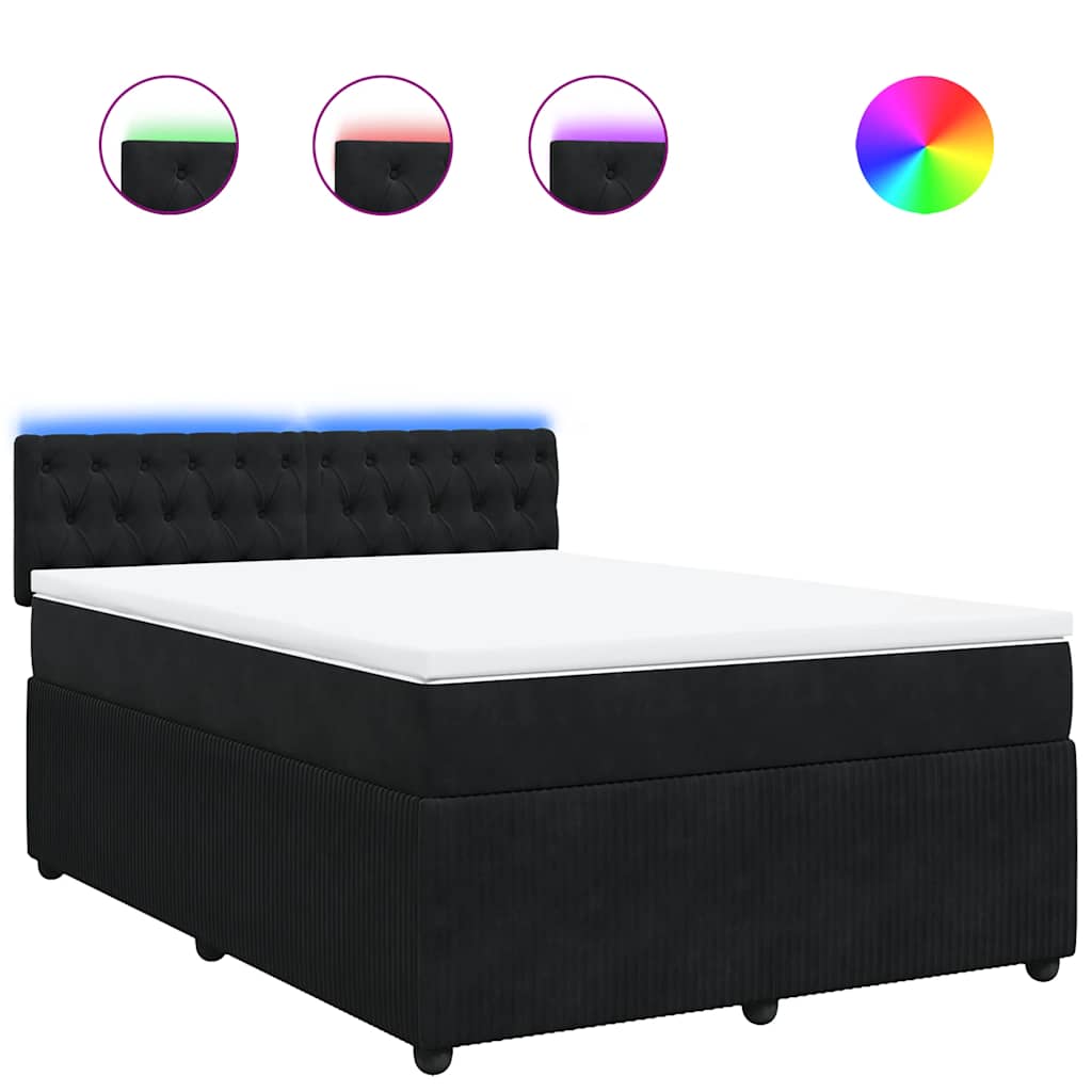 Sommier à lattes de lit avec matelas Noir 140x200 cm Velours - XIOS