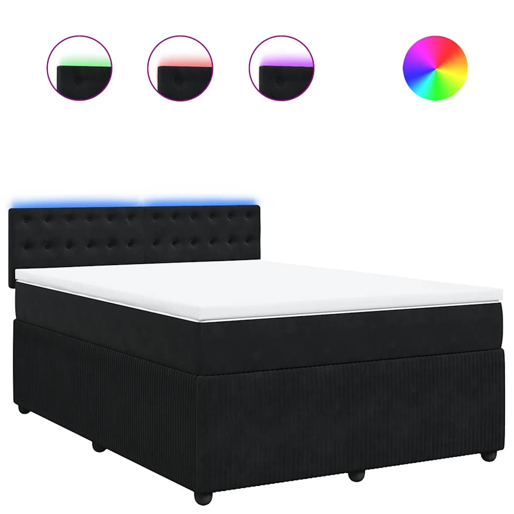 Sommier à lattes de lit avec matelas Noir 140x200 cm Velours - XIOS