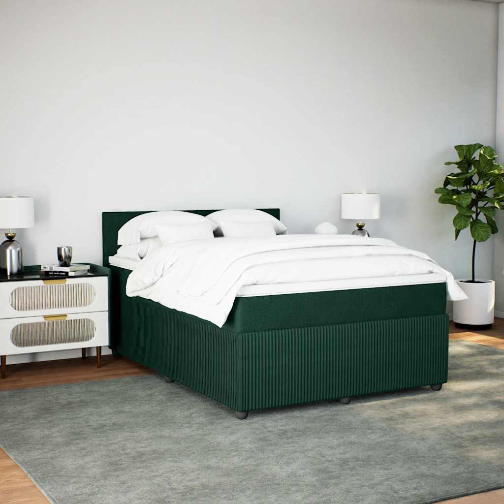 Sommier à lattes de lit et matelas Vert foncé 160x200cm Velours