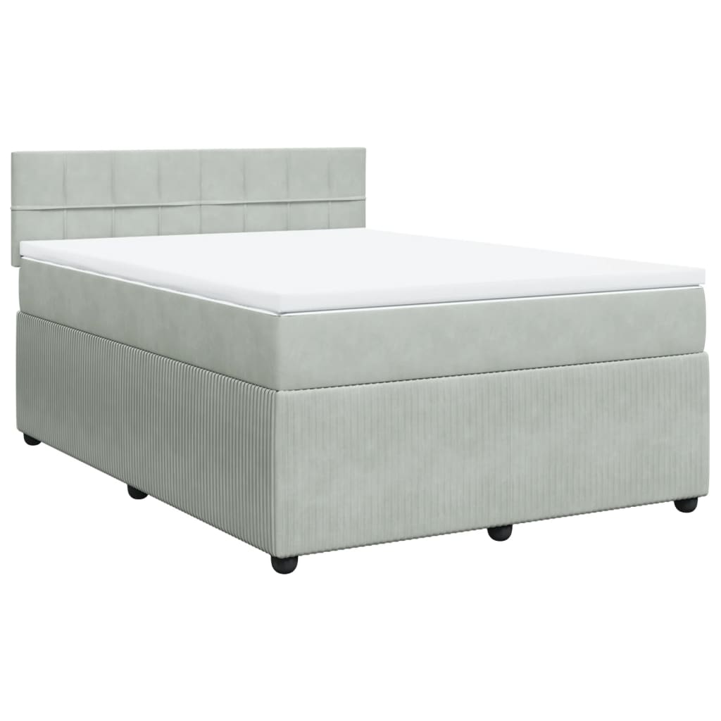 Sommier à lattes de lit et matelas Gris clair 160x200cm Velours - XIOS
