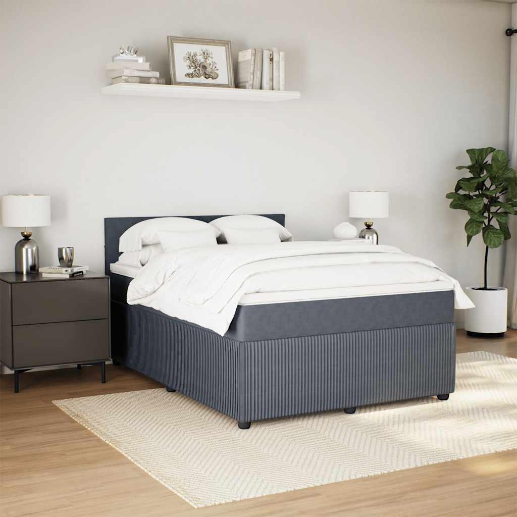 Sommier à lattes de lit et matelas Gris foncé 160x200cm Velours - XIOS